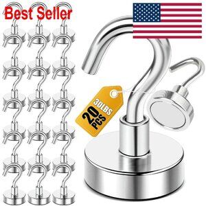 Heavy Duty Magnetic Hooks 30lb+ Strong Neodymium Wall Mount Home Kitchen Utility